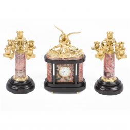 Каминные часы с канделябрами из бронзы "Амур и Психея"