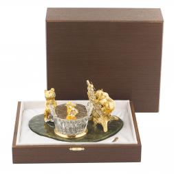 Медовница "Два медвежонка" из нефрита Златоуст