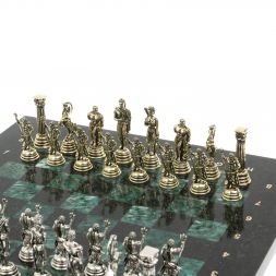Шахматы подарочные "Посейдон" 32х32 см из змеевика