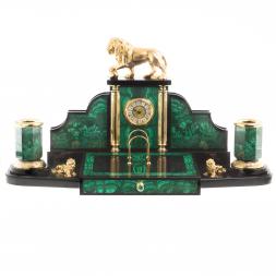 Письменный прибор из малахита "Лев с шаром"