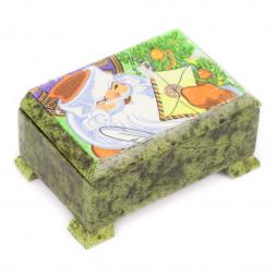 Шкатулка "Дед Мороз" камень змеевик