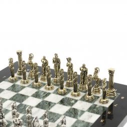 Шахматы подарочные "Афина" 32х32 см из змеевика и мрамора