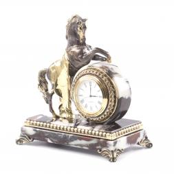 Декоративные часы из бронзы и мрамора "Конь на дыбах"