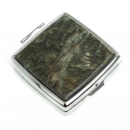 Таблетница на 2 отсека камень актинолит цвет серебро