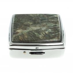 Таблетница на 2 отсека камень актинолит цвет серебро
