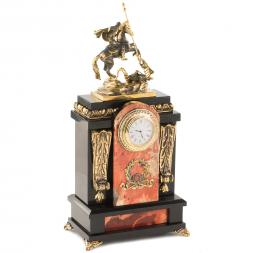 Часы "Георгий Победоносец" из яшмы и бронзы