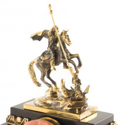 Часы "Георгий Победоносец" из яшмы и бронзы