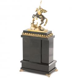 Часы "Георгий Победоносец" из яшмы и бронзы