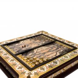 Нарды "Орнамент" пейзажная яшма Златоуст