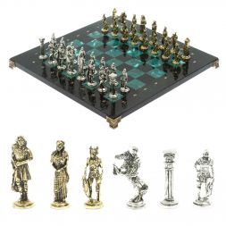 Шахматы подарочные "Галлы и Римляне" 36х36 см из змеевика