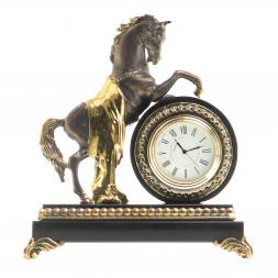 Настольные часы "Конь на дыбах" бронза долерит