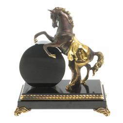 Настольные часы "Конь на дыбах" бронза долерит