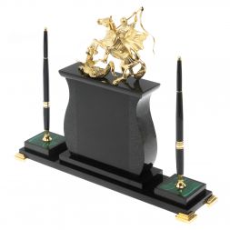 Настольные часы с ручками "Георгий Победоносец" из малахита