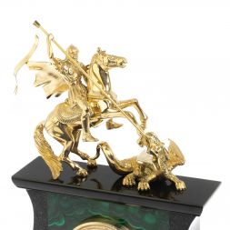 Настольные часы с ручками "Георгий Победоносец" из малахита