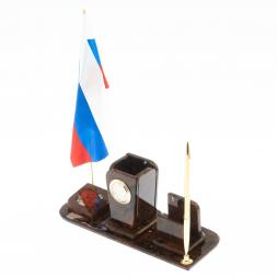 Письменный набор "Символ России" камень обсидиан