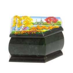 Шкатулка с расписной крышкой "Осень" 11х9х6,5 см