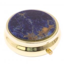 Таблетница на 3 отсека камень содалит цвет золото