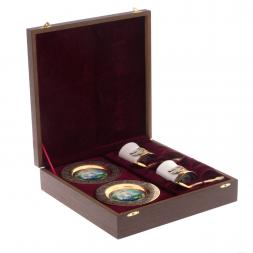 Кофейный набор "Белый лебедь" на 2 персоны 80 мл фарфор в подарочной коробке Златоуст