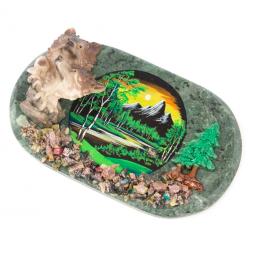 Панно настенное "Волки" змеевик