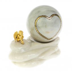 Композиция с шаром "Ангел и сердце" мрамор