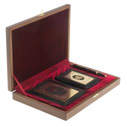 Подарочный набор "Автомобилист" обложка для автодокументов, визитница и ручка Parker