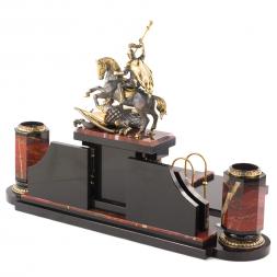 Настольный набор "Георгий Победоносец" из яшмы и бронзы