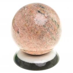 Шар "Антистресс" из розового мрамора 9 см на подставке
