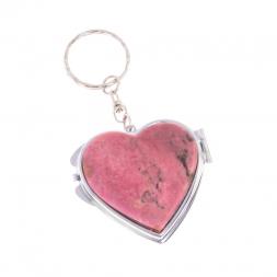 Складное зеркало брелок из родонита Сердце