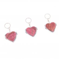 Складное зеркало брелок из родонита Сердце