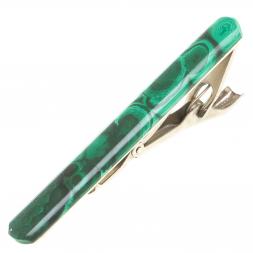 Зажим для галстука с камнем малахит