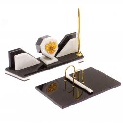 Настольный набор "Эталон" с гербом РФ мрамор