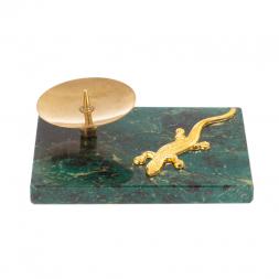 Подсвечник с ящерицей из змеевика 7,5х7,5х5 см