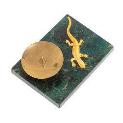 Подсвечник с ящерицей из змеевика 7,5х7,5х5 см