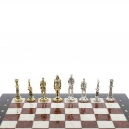 Шахматы подарочные "Великая Отечественная война" из лемезита и мрамора доска 40х40 см