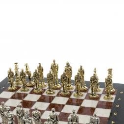 Шахматы подарочные "Великая Отечественная война" из лемезита и мрамора доска 40х40 см