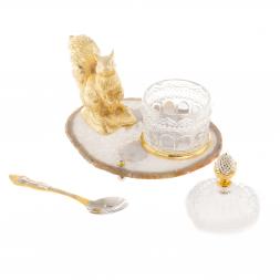 Медовница "Золотая белка" камень агат бронза Златоуст