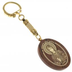 Брелок-оберег с молитвой "Св. мученица Лилия" камень обсидиан