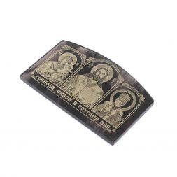 Автоикона "Триптих" из черного обсидиана 7,5х5 см