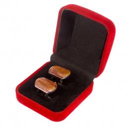 Запонки камень яшма закругленные