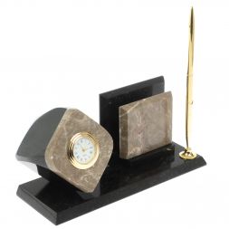 Мини набор Куб с визитницей из бежевого мрамора