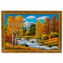 Картина "Осенний пейзаж" багет бронза 66х46 см, каменная крошка