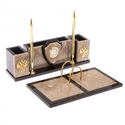 Письменный набор "Щит из бежевого мрамора