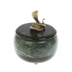 Шкатулка круглая "Кобра" из змеевика