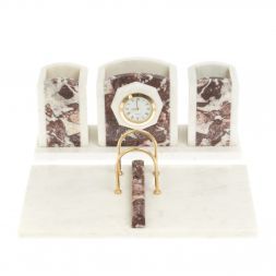 Письменный набор "Канцелярский" с часами мрамор креноид