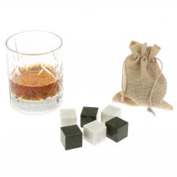 Камни для виски 6 кубиков микс белый мрамор, змеевик