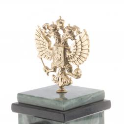 Настольные часы "Герб России" камень офиокальцит