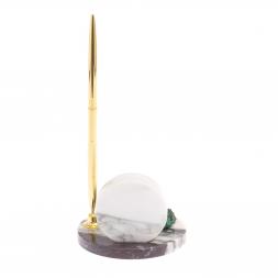 Настольные часы с ручкой малахит, мрамор