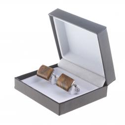 Запонки камень тигровый глаз прямоугольные