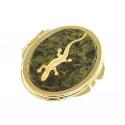 Зеркальце овальное из змеевика с прямой ящерицей цвет золото
