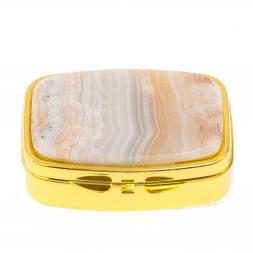 Таблетница на 2 отделения камень шайтанский переливт цвет золото